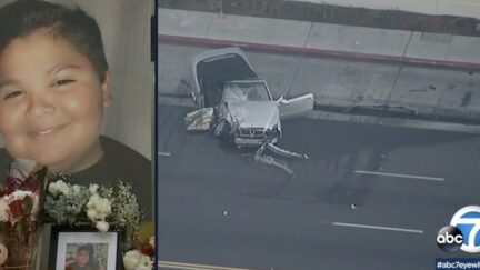 Isaiah Rodriguez pictured next to the scene of the deadly crash.